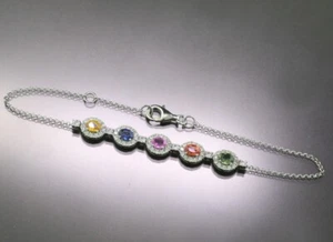 Rainbow Zafiro Brillante Pulsera 750er Oro Blanco Valor 3.800 Nuevo - Imagen 1 de 4