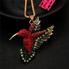 Collier pendentif oiseau mode femmes cristal rouge brillant cristal rétro colibri