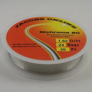 Nichrome 80 resistance wire (Nichrome V, Chromel A), 24 gauge, 30 feet - Picture 1 of 1