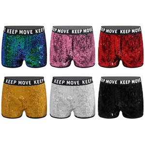 Kids Girls Shorts Printed Waistband Bottoms Party Pants Hip-hop Workout Ballet - Picture 1 of 79