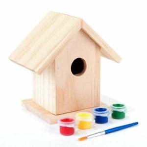 2 x Wooden Bird House Paint Your Own Insect Bee Small Garden Nesting Box NEW - Picture 1 of 4