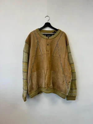 Suéter Vintage Colección Sajonia Para Hombre 3X Cuero Marrón Gamuza Tejido Años 90 Foto 1 de 4