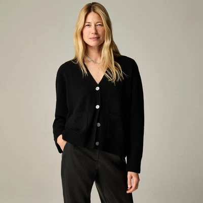 ¡¡NUEVO CON ETIQUETAS!! J. Cárdigan de bolsillo con parche de cachemir CREW suéter con botones prendas de punto X-grande Foto 1 de 4