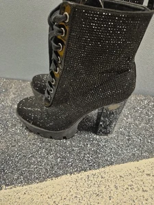 Sergio Todzi Sparkly Black Heeled Boots Size 5. Goth. - Picture 1 of 9