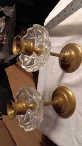 Vintage Brass Cut Glass Candle Holder Set Of 2 Home Lighting 4.5” - Picture 1 of 9