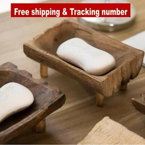 Wood Soap Dish Holder Bath Shower Plate Bathroom - Picture 1 of 12
