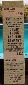 Cheap Trick ticket mint condition Allentown PA fair 9 5 1993 - Picture 1 of 2
