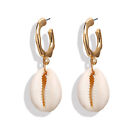 Women Retro Gold Silver Shell Natural Scallop Earrings Set Dangle Drop Jewelry