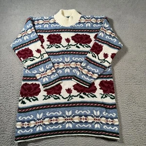 Vintage Dana Scott Fall Collection Sweater Adele Knit 80s 90s Abstract Rose USA - Picture 1 of 8