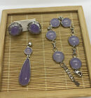 Chinese Gift Set Vintage Purple Burma Jade Necklace Earring Bracelets (JC79)