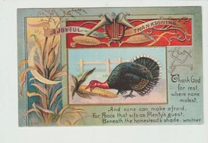 POSTCARD JOYFUL THANKSGIVING & A VERSE - 1910 - EMBOSSED - Picture 1 of 2