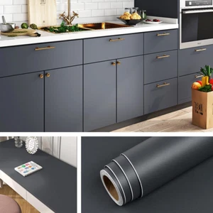 15.8X78.8 Inch Dark Grey Peel and Stick Wallpaper for Bathroom Renter Friendly C - Picture 1 of 11