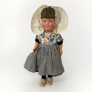 Vintage Davina Dutch Doll 9.5" Holland Girl Traditional Costume w/ Wooden Clogs - Picture 1 of 7