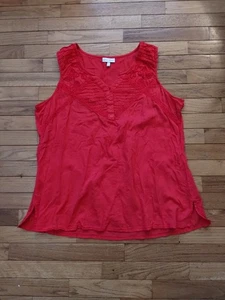 Vintage Fashion Bug Fuchsia Cotton Sleeveless Tank Top Blouse Size 1X Embroidery - Picture 1 of 9