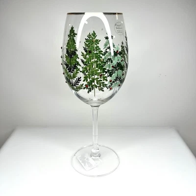 Árbol de Navidad copas de vino estrás borde dorado vacaciones cóctel barware Foto 1 de 4