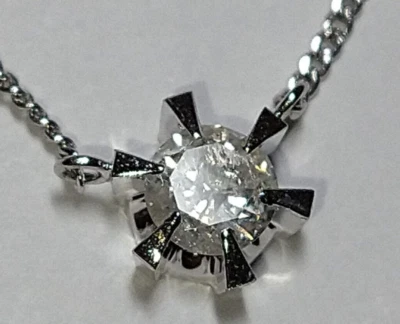 Collar solitario de diamantes naturales de platino macizo de 0,50 quilates 4,0 gramos 15,75" Foto 1 de 4