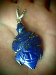 Natural Lapis Lazuli Carved SEA Turtle Pendant in Sterling. One of a Kind. - Picture 1 of 4