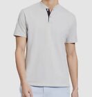 $125 Theory Men's Gray Mandarin Collar Berk Function Short Sleeve Polo Shirt S