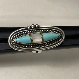 Old Pawn Turquoise Ring Artist Signed GS Size 7 - Picture 1 of 13