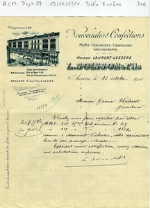 Dépt 89 - Auxerre 1 Place des Fontaines - Belle Entête Secteur de la Mode - 1910 - Picture 1 of 1