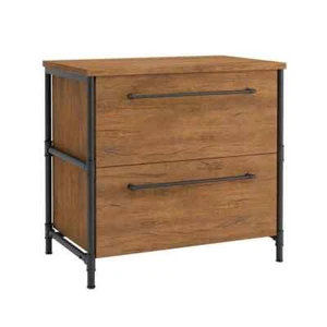Iron City Checked Oak 2-Drawer Decorative Lateral File Cabinet - Picture 1 of 7