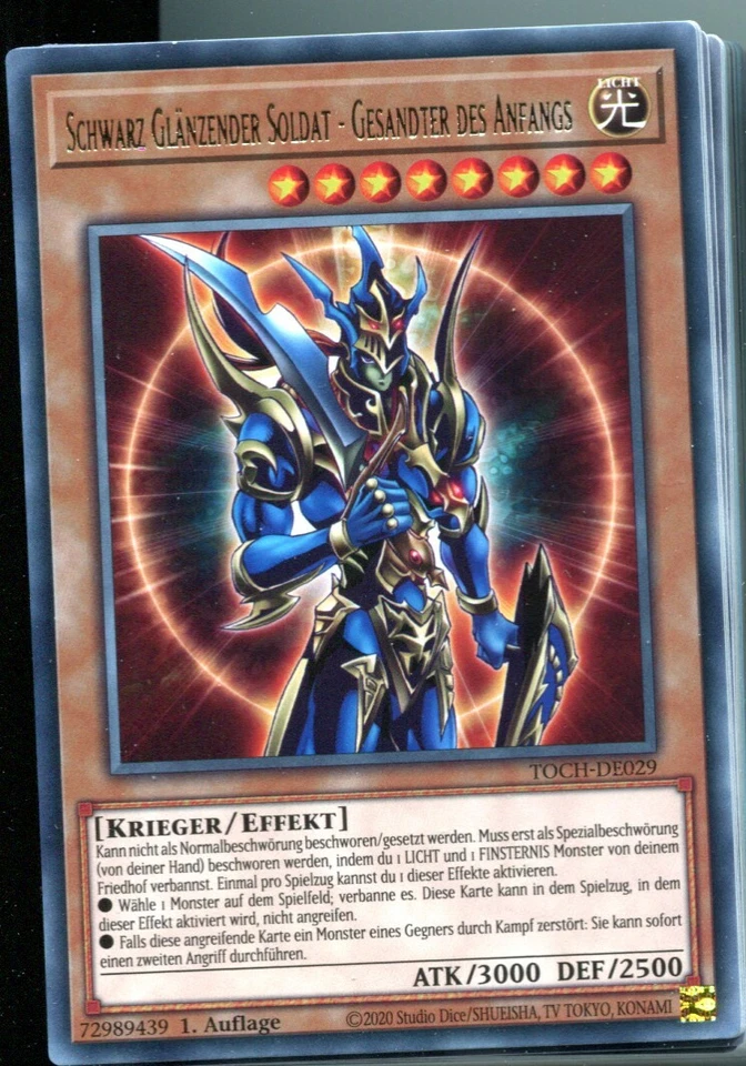 Yu-GI-OH Schwarz Glänzender Soldat Gesandter des Anfangs Rare TOCH-DE029 NEU! - Bild 1 von 1