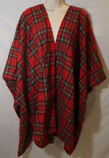 Women's Vintage Marcia Lyons Red Plaid Poncho One Size
