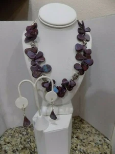 Southwestern Purple Mohave Turquoise Sterling Silver Necklace Earring Set 925 - Picture 1 of 12