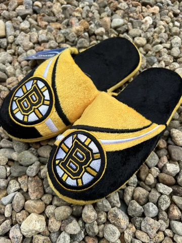 Boston Bruins 2013 striped Plush NHL mens Large slippers Foco Cover