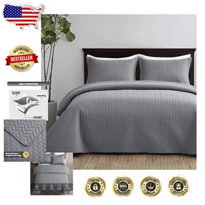 Juego de edredón contemporáneo de microfibra Chevron - Ligero California King Comfort - Imagen 1 de 8