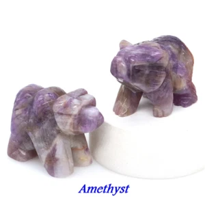 Bear Figurine Natural Stone Carving Animal Statue Healing Amethyst 20pcs - Bild 1 von 1