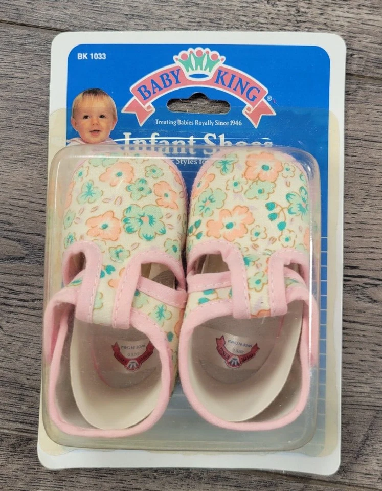Bebé Niña Nuevo Vintage Bebé King Talla 0 Recién Nacido Floral Bebé Zapatos Foto 1 de 1