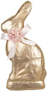 Clayre & Eef Deko-Kaninchen Gold 11x5x22 cm Textil Kunststoff Schleife - Bild 1 von 4