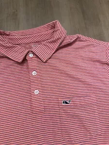 Camisa Polo Vineyard Vines Para Hombre Grande Rosa Rayas Ballena Edgartown Pima L - Imagen 1 de 7