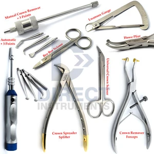 MEDENTRA Dental Crown Removal instrument Kit Bridge Remover Spreader Pliers NEW - Picture 1 of 38