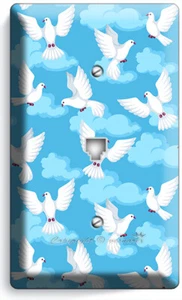 WEISSE FRIEDENSTAUBEN IN BLAU HIMMEL WOLKEN TELEFON TELEFON WAND ABDECKPLATTE KUNST DEKOR - Bild 1 von 1