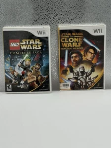 Lote Star Wars Wii (LEGO Complete Saga + Clone Wars Republic Heroes) Probado en caja original - Imagen 1 de 3