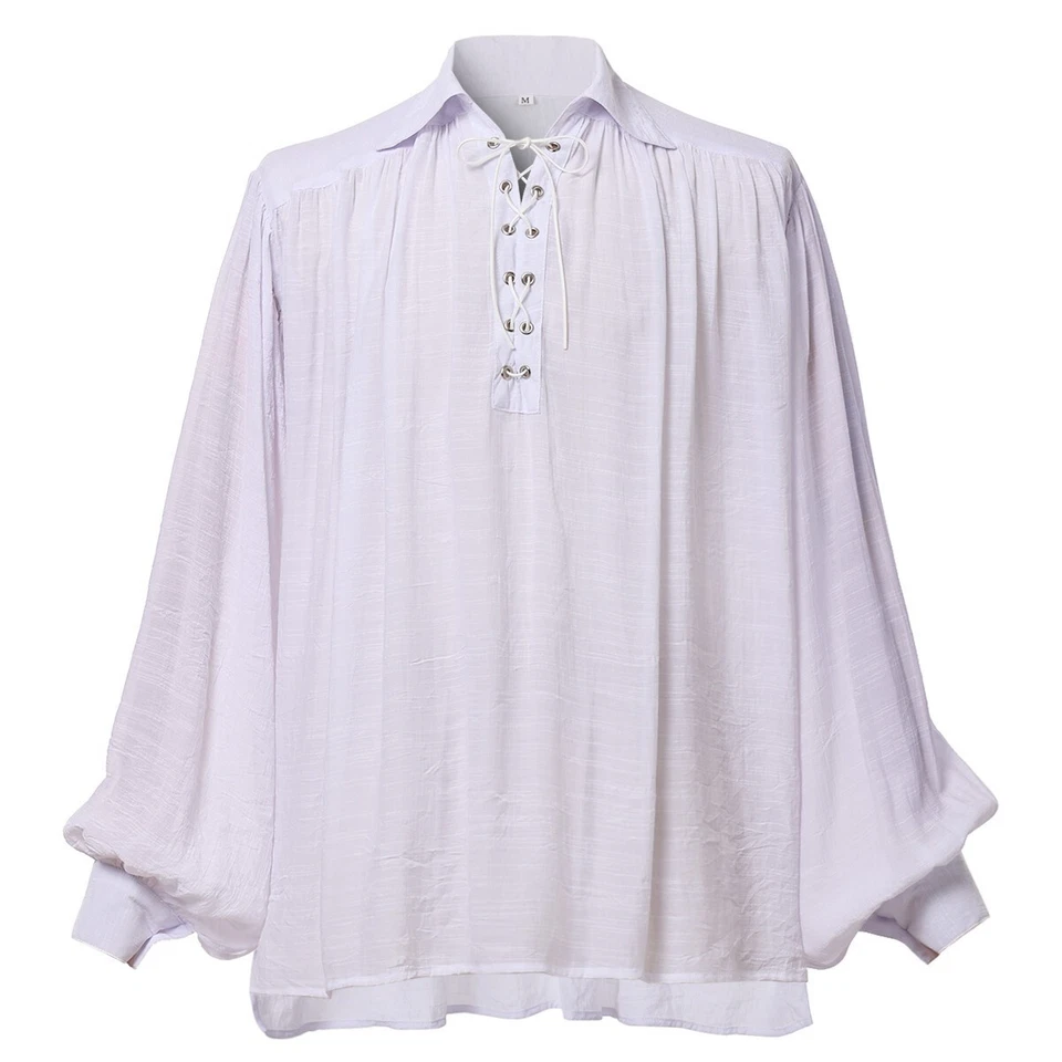 Camisa Pirata Hombres Vampiro Renacimiento Camisas Victoriana Volantes Camisa Medieval Foto 1 de 4