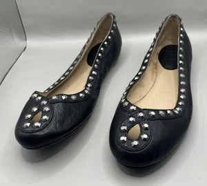 Frye Emma Damen-Ballerinas Wabenmuster Größe 10 schwarz Leder Slipper flache Schuhe - Bild 1 von 12