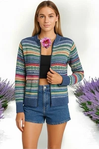 Tiara Petites Nordic Cardigan Sweater Women’s L Button Ramie Cotton Knit - Picture 1 of 11