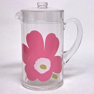 Jarra/jarra vintage Marimekko Unikko - estampado de flores rosadas - acrílico 1,8 L - Imagen 1 de 11