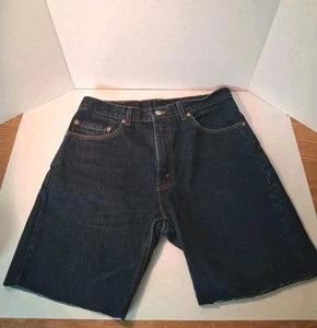 Vintage Levis 505 Cut Off Jean Shorts Jorts Size 34 Dark Wash USA 2001 - Picture 1 of 12