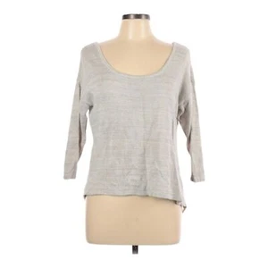Maurices Pullover Sweater Size L Cream Gold Metallic Thread Lace Back Scoop Neck - Picture 1 of 7