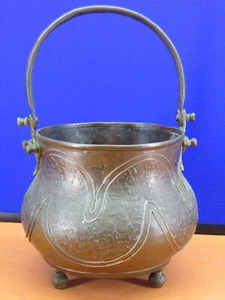 Vintage Indien Kupfer Suppentopf Küche Outdoor Deko Hindi Schrift Unikat - Bild 1 von 9