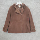 St Johns Bay Jacket Womens Large Brown Wool Cashmere Button Up Lined Pockets