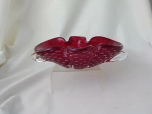 Vintage, Blown Ruby Glass, Controlled Bubble, Cased Bowl - Picture 1 of 5