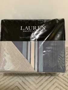 RALPH LAUREN KING Cotton Duvet Cover Set Stripe Indigo Blue NEW MSRP $ 470 - Picture 1 of 4