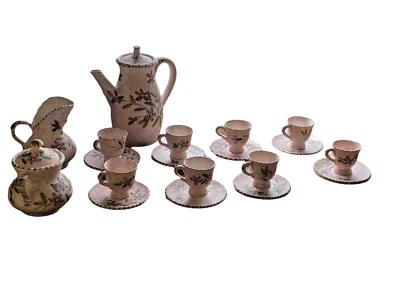 ANCIEN SERVICE A CAFE VALLAURIS TERRE CUITE TASSE THÉIÈRE SUCRIER POT A LAIT  - Photo 1/4