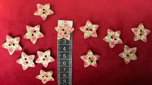 QUANTITY 12. 25mm CRAFTED WOODEN BUTTONS ⭐️ STUNNING ⭐️ STARS - Picture 1 of 1