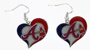 MLB Swirl Heart Team Dangle Earrings - Pick Your Team - Picture 1 of 22